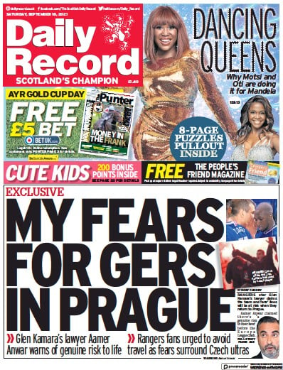 Daily Record (UK) Newspaper Front Page for 18 September 2021