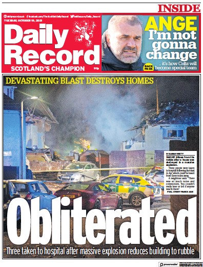 Daily Record (UK) Newspaper Front Page for 19 October 2021