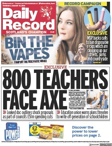 Daily Record (UK) Newspaper Front Page for 19 January 2023