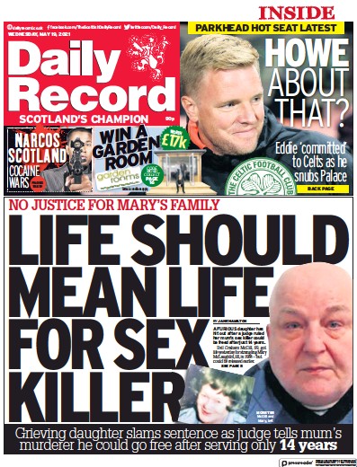 Daily Record (UK) Newspaper Front Page for 19 May 2021