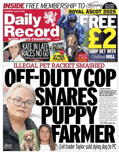 Daily Record (UK) Newspaper Front Page for 19 June 2025