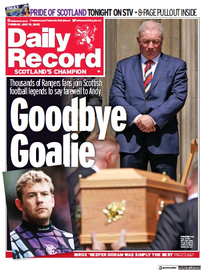 Daily Record (UK) Newspaper Front Page for 19 July 2022