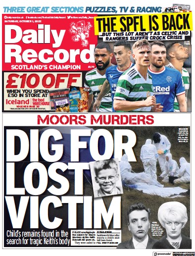 Daily Record (UK) Newspaper Front Page for 1 October 2022