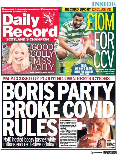 Daily Record (UK) Newspaper Front Page for 1 December 2021