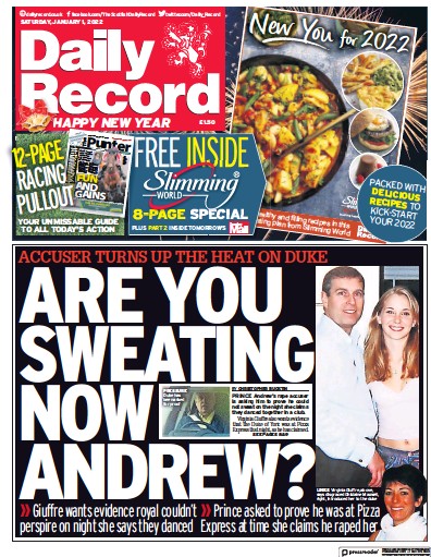 Daily Record (UK) Newspaper Front Page for 1 January 2022
