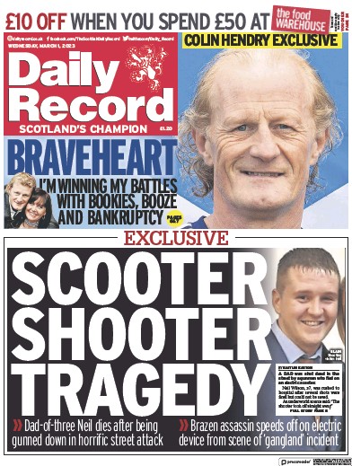 Daily Record (UK) Newspaper Front Page for 1 March 2023