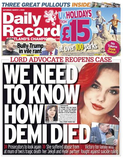 Daily Record (UK) Newspaper Front Page for 1 March 2025