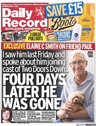Daily Record (UK) Newspaper Front Page for 1 April 2023