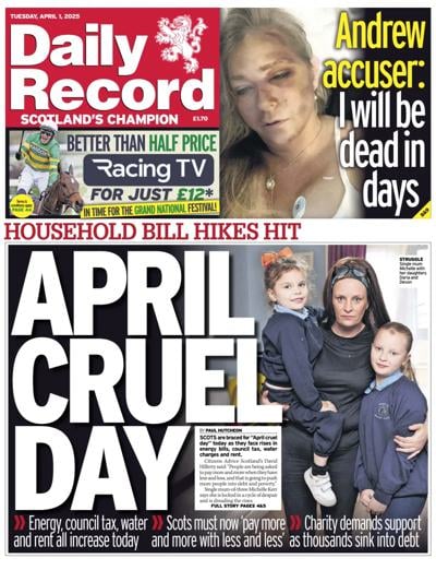 Daily Record (UK) Newspaper Front Page for 1 April 2025