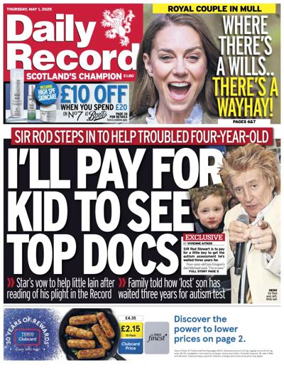 Daily Record (UK) Newspaper Front Page for 1 May 2025
