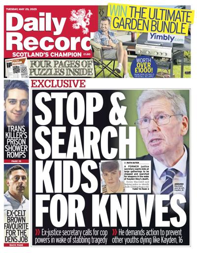 Daily Record (UK) Newspaper Front Page for 20 May 2025