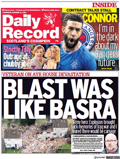 Daily Record (UK) Newspaper Front Page for 21 October 2021