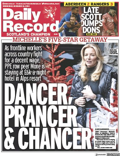 Daily Record Newspaper Front Page for 21 December 2022