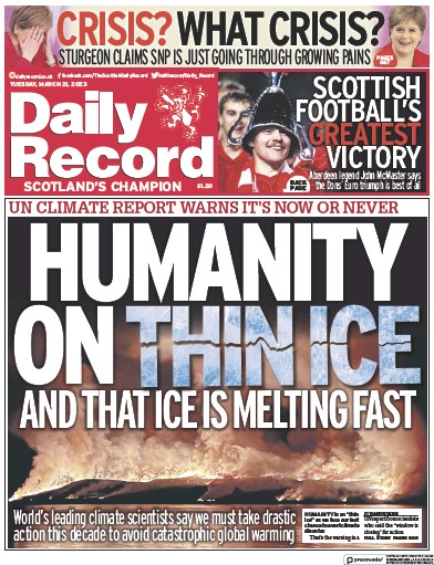 Daily Record (UK) Newspaper Front Page for 21 March 2023