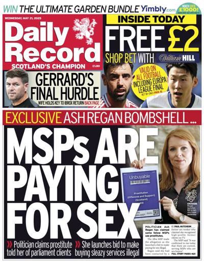 Daily Record (UK) Newspaper Front Page for 21 May 2025