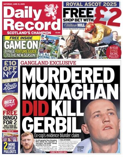 Daily Record (UK) Newspaper Front Page for 21 June 2025