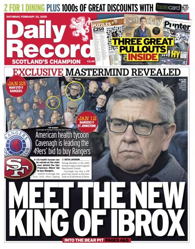 Daily Record (UK) Newspaper Front Page for 22 February 2025