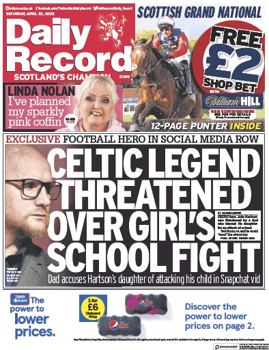 Daily Record (UK) Newspaper Front Page for 22 April 2023