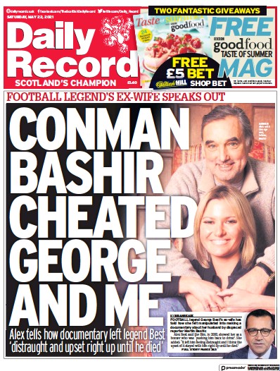 Daily Record (UK) Newspaper Front Page for 22 May 2021