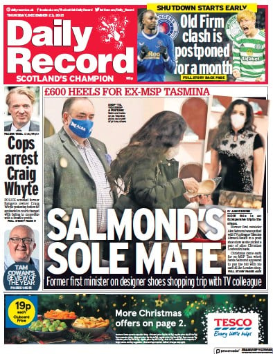 Daily Record (UK) Newspaper Front Page for 23 December 2021