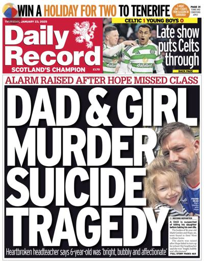 Daily Record (UK) Newspaper Front Page for 23 January 2025