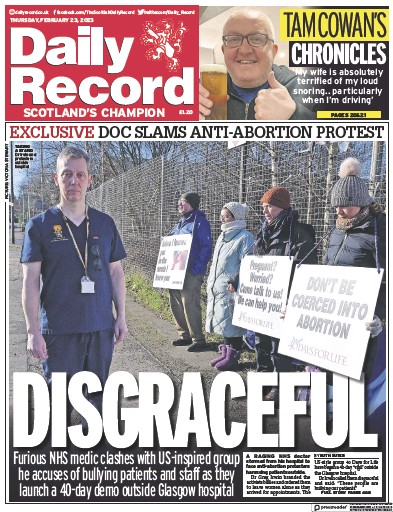Daily Record (UK) Newspaper Front Page for 23 February 2023