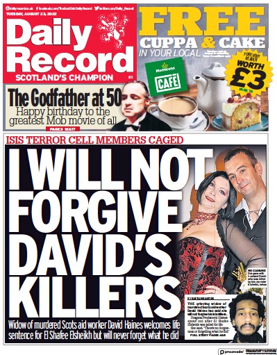 Daily Record (UK) Newspaper Front Page for 23 August 2022