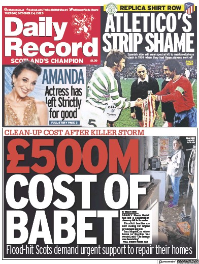 Daily Record (UK) Newspaper Front Page for 24 October 2023