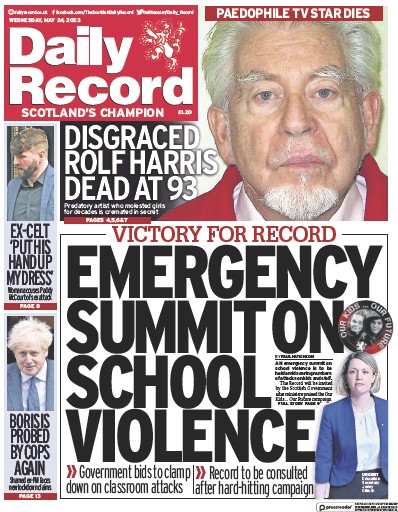 Daily Record (UK) Newspaper Front Page for 24 May 2023