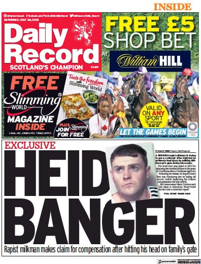 Daily Record (UK) Newspaper Front Page for 24 July 2021