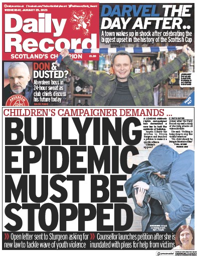 Daily Record (UK) Newspaper Front Page for 25 January 2023