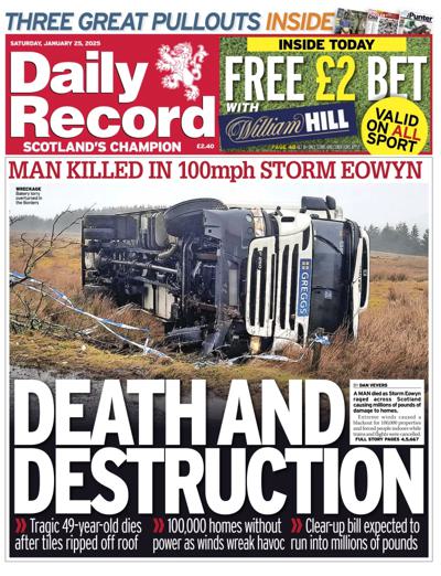 Daily Record (UK) Newspaper Front Page for 25 January 2025