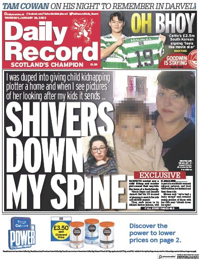 Daily Record (UK) Newspaper Front Page for 26 January 2023