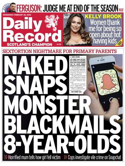 Daily Record (UK) Newspaper Front Page for 26 February 2025