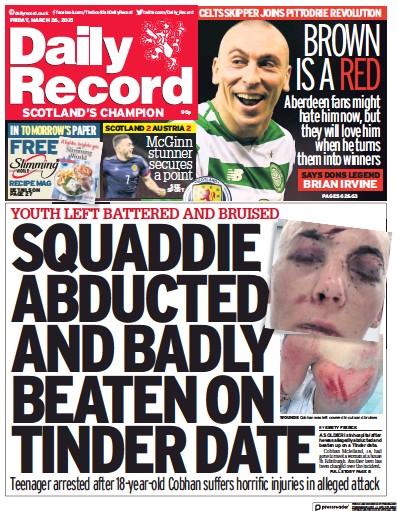 Daily Record (UK) Newspaper Front Page for 26 March 2021