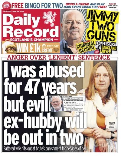 Daily Record (UK) Newspaper Front Page for 26 June 2025