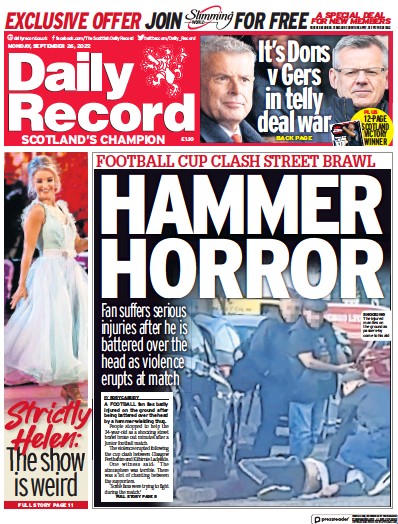 Daily Record (UK) Newspaper Front Page for 26 September 2022