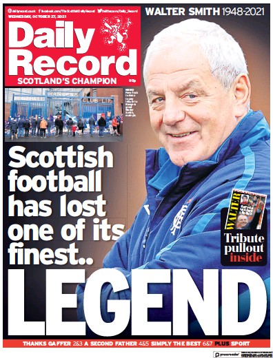 Daily Record (UK) Newspaper Front Page for 27 October 2021