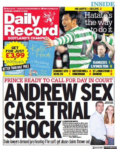Daily Record (UK) Newspaper Front Page for 27 January 2022