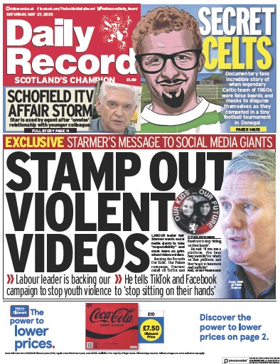 Daily Record (UK) Newspaper Front Page for 27 May 2023