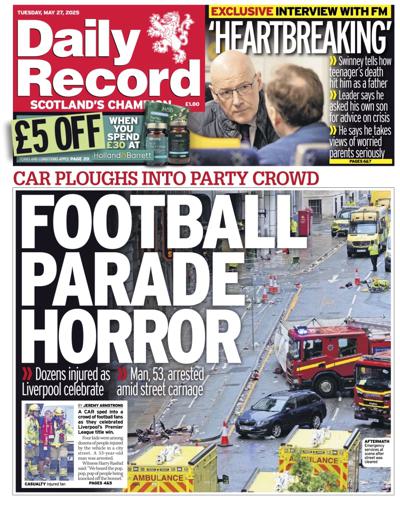Daily Record (UK) Newspaper Front Page for 27 May 2025