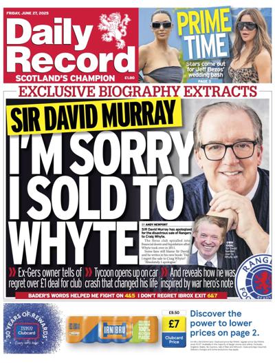Daily Record (UK) Newspaper Front Page for 27 June 2025