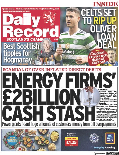 Daily Record (UK) Newspaper Front Page for 28 December 2022