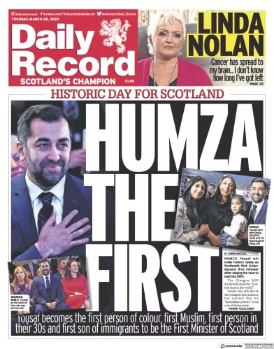 Daily Record (UK) Newspaper Front Page for 28 March 2023