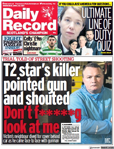 Daily Record (UK) Newspaper Front Page for 28 April 2021