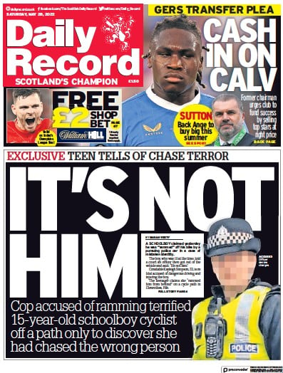 Daily Record (UK) Newspaper Front Page for 28 May 2022