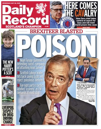 Daily Record (UK) Newspaper Front Page for 28 May 2025