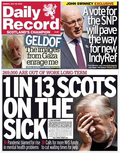 Daily Record (UK) Newspaper Front Page for 28 July 2025