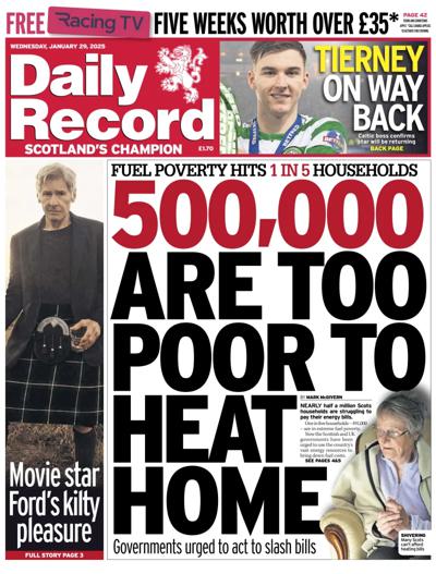 Daily Record (UK) Newspaper Front Page for 29 January 2025