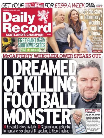 Daily Record (UK) Newspaper Front Page for 29 April 2025